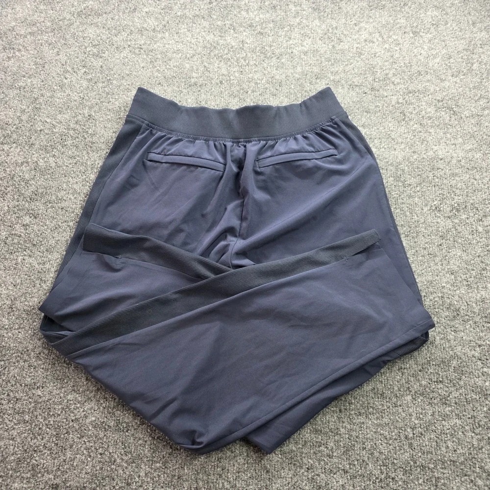 Athleta Brooklyn Heights Pants Ribbed Side Stripe Navy Blue 4 Womens Travel Yoga